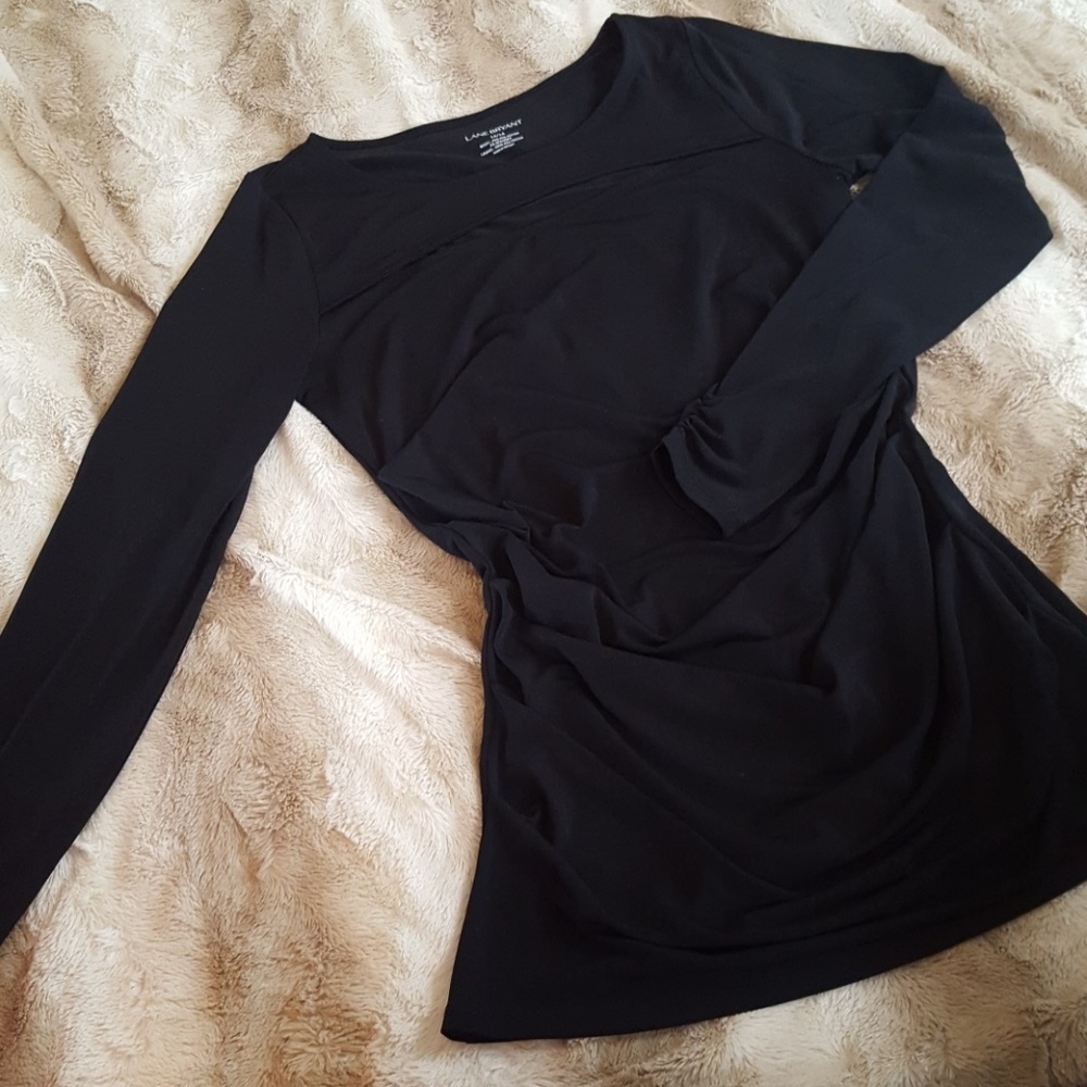 Lane Bryant 14/16 cut-out black top w/ ruching